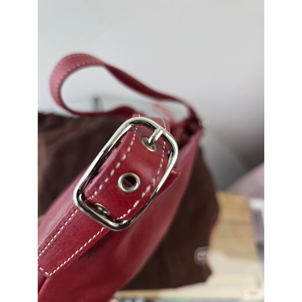 Coach Legacy Demi Mini Hobo Bag Y2K red leather contrast stitching silver-tone - Picture 6 of 15